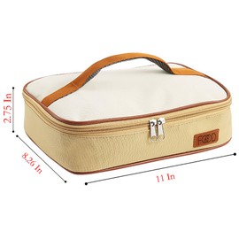 YIKANGHENG 4L Thickened Flat Khaki Reusable Insulated Lunch Bag for Women and Men Travel Picnic and Lunch Box (Medium)