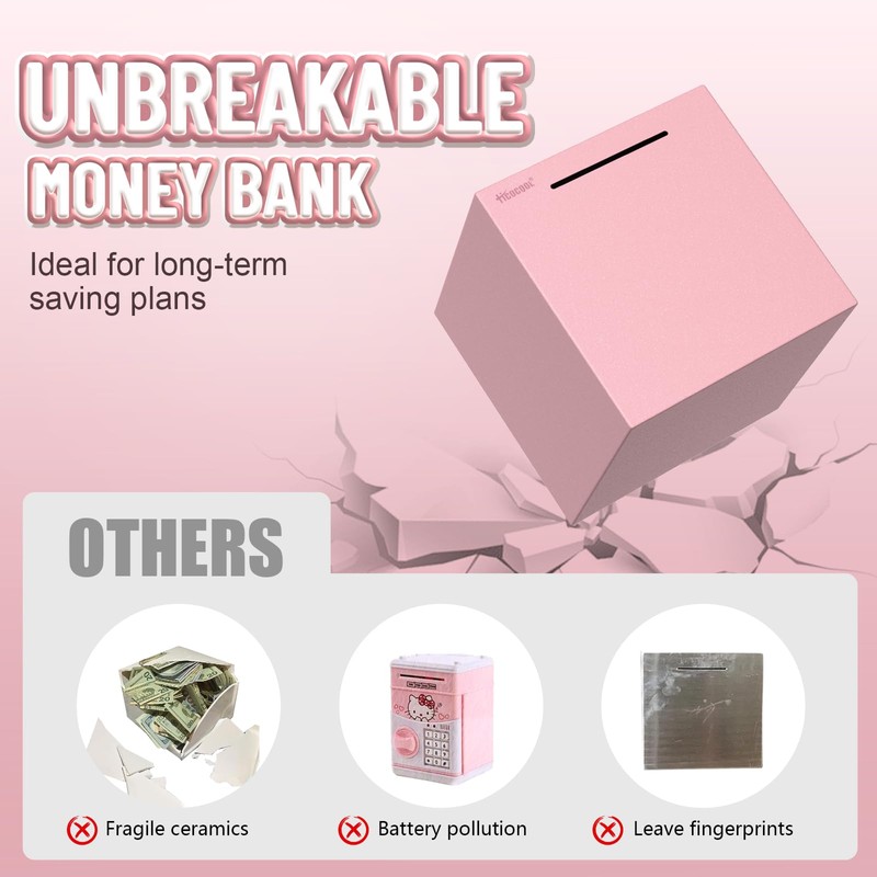 Hicocool Piggy Bank for Adults Must Break to Open, Unbreakable