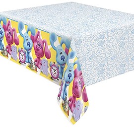 Vibrant Blue's Clues - Funda de Mesa Multicolor - 54 x 84 Pulgadas (1 Unidad) - Mantel Rectangular de plástico Duradero - Decoración Perfecta para Fiestas de niños