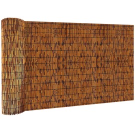 KOIUEYW Bamboo Reed Fencing, Light Russet Bamboo Screens Outdoor, Decorative Privacy Screen Reed Curtains for Patio Balcony Garden Backyard, 5 x 10 FT