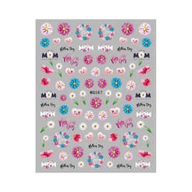 Generic Nail Sticker Flower Rose Mom Love Family Party Nail Decal Wg587 Nail Wraps Art Stickers Manicure Supplies for Women for Home Nails Full Long Lasting Easy Apply and Remove