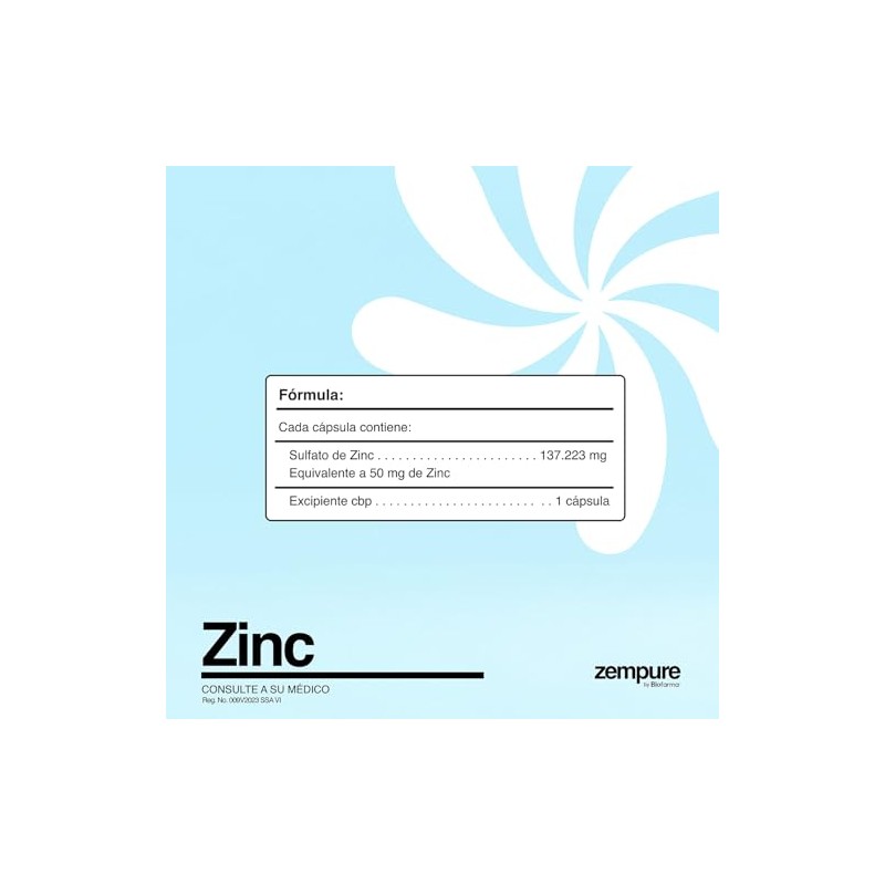 Zinc 50 MG Sulfato de Zinc | Alta Concentración |