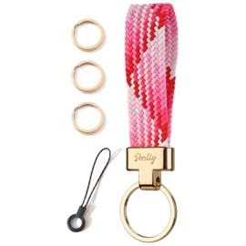 SENLLY Car Key Fob, Elastic Key Holder, Universal Lanyard for Car Keys, 304 Strawberry Red