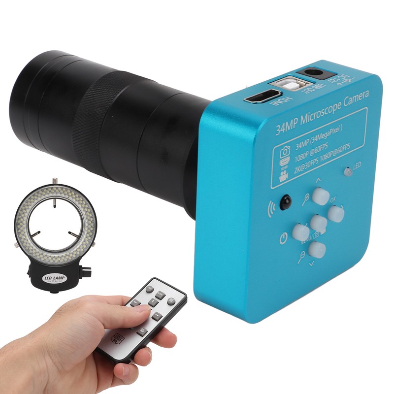 Microscope Camera 60FPS USB 34 Million PX 10‑130X Magnification with