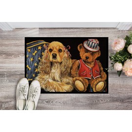 Caroline's Treasures PPP3256MAT Cocker Spaniel Annie and Henri Doormat 18x27 Front Door Mat Indoor Outdoor Rugs for Entryway, Non Slip Washable Low Pile, 18H X 27W
