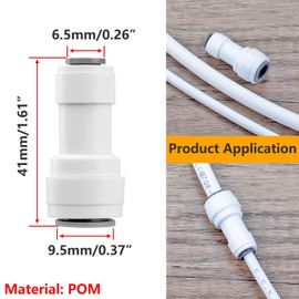 Ctyjia 1Pcs RO Water Filter Fitting, 3/8" to 1/4" Straight Quick Connect, Plastic Straight Union Coupling for RO Water System