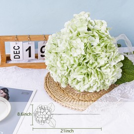 YOUNGLEAVES Fake Hydrangeas 3 Pcs Light Green Faux Hydrangea Flowers Realistic Hydrangea Artificial Flowers for Floral Arrangements Home Garden Bouquets Wedding Decor