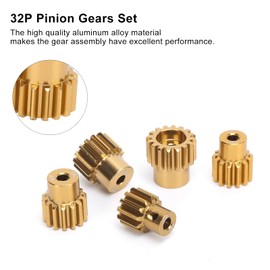 VGEBY 32P Pinion Gears Set, 5pcs Motor Gear Set 12T 13T 14T 15T 16T 3.175mm Shaft Pinion Gears Kit for 1/10 RC Car Upgrade Parts, VGEBYAUF6SNIM8W