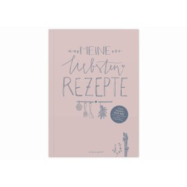 Recipe Book A5 for Writing Yourself – My Favourite Recipes – DIY Cookbook, Baking Book Writing, Design in Pink Blue, Recycled Paper, Soft Cover, 14.8 x 21 cm (German Version)