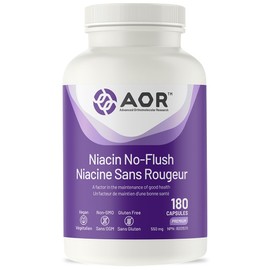 AOR Niacin No-Flush Vitamin B3 550mg with Inositol 121mg, 180 Capsules - Inositol Hexaniacinate Formula - Ideal for Supports Nerve Function & Cardiovascular Wellness - Vitamin B3 & Inositol Supplement