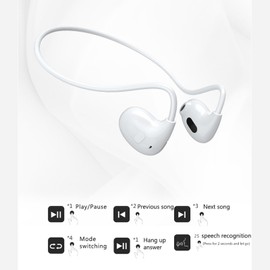 Bone Conduction Headphones, Sweat Resistant Earphones with Charging Cable, Open Ear Headphones for Running Cycling Hiking Driving (White)