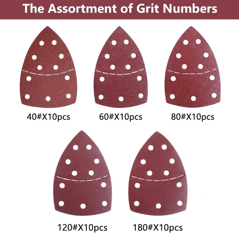 50 Pieces Sanding Pads, 11 Hole Sanding Sheets Hook and
