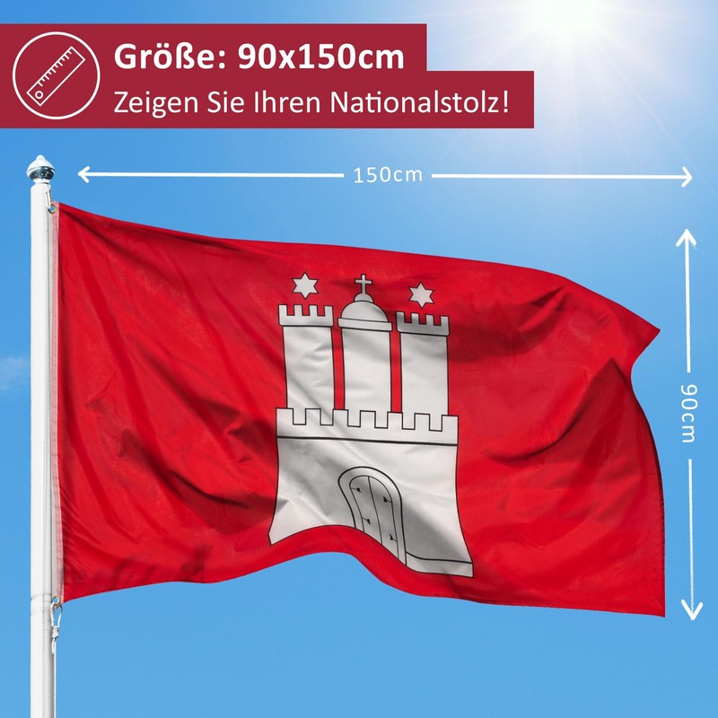 PHENO FLAGS Hamburg Flag 90 x 150 cm - Weatherproof