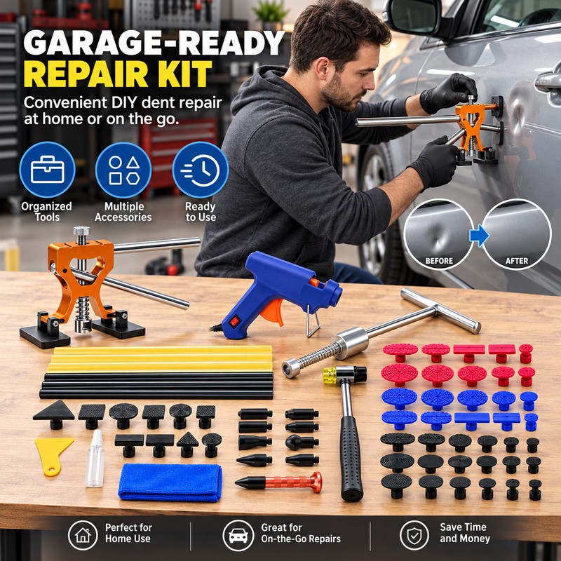 74-Piece Paintless Dent Repair Kit for Car Body Dents –