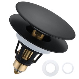 Universal Bathroom Sink Drain Stopper - 1.1~1.5" Pop Up Drain Stopper, Anti-Clogging Bounce Basin Filter with Hair Catcher, Stainless Steel Sink Drain Strainer (Matte Black)