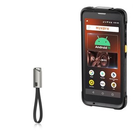 BoxWave Cable Compatible with Munbyn IPDA081 Upgraded (5.5 in) - USB Type-C Keychain Charger, Key Ring USB Type-C to Type-A 8 in USB Cable - Jet Black