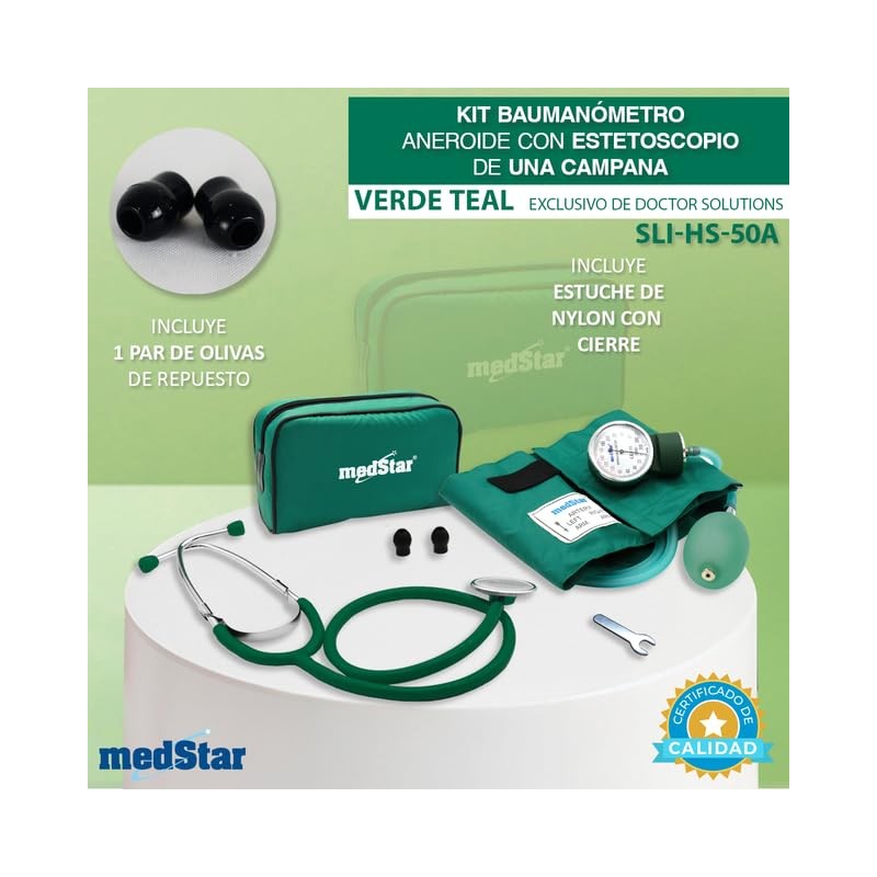 Baumanometro Aneroide Medstar Kit con Estetoscopio de una Campana FULL