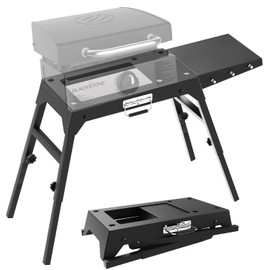 Arribueno Foldable Griddle Stand for Blackstone 17 & 22 Inch - Heavy-Duty Outdoor Grill Table with Adjustable Legs, Side Shelf, Utensil Hooks - Portable BBQ Stand for Camping, Tailgating, Backyard