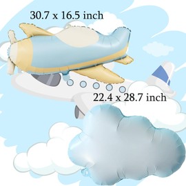 8Pcs White Cloud Balloons Matte Airplane Helicopter Plane Foil Balloons for Birthday Baby Shower Party Decorations Supplies