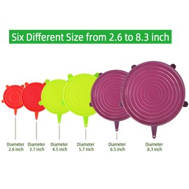 Webake Silicone Stretch Lids 12 Pack Reusable Expandable Lids (2.6" to 8.3") Fit Various Sizes of Container Tops, Bowls, Cups, Cans (Durable, Flexible)