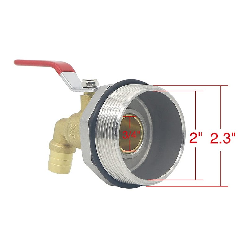 2" Water Drum Faucet Spigot 3/4" Brass Barrel Faucet for