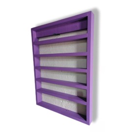 Heand Made Esmaltero Exhibidor De Pared Violeta100% Madera