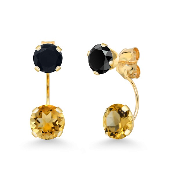 Gem Stone King 14K Yellow Gold Yellow Citrine and Black