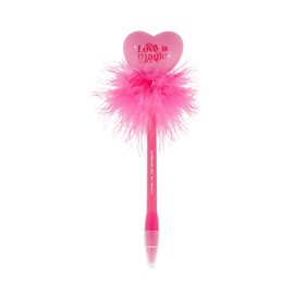 Legami - Bright Heart Ballpoint Pen Love is Magic Pink Ink LED Pen for Writing for Children and Adults Tip 0.7mm Heart