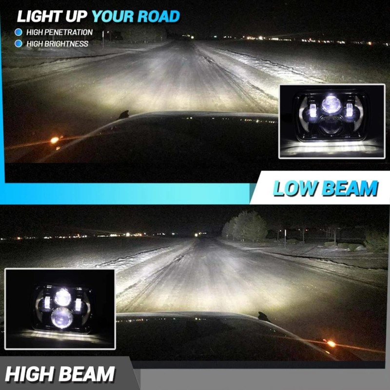 Unbranded For Nissan D21 Pickup 1986-1994 Black 7x6" LED Headlight