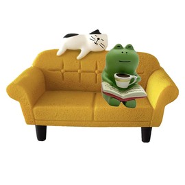 2-Piece Set Miniature Sofa Cat Figurines Statue,Miniature Frog Figurines Statue,Mini Things for Desk Decor,Cute Desk Accessories,Home Decor,Cute Bedroom Decor,Smis-ki Figures for Garden,Shelf, Table