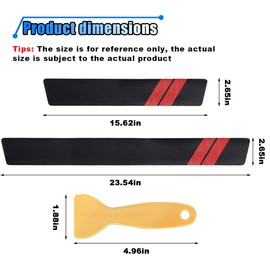 Car Door Sill Protector, Carbon Fiber Texture Threshold Sticker, Car Door Edge Guard with Scraper, Front/Rear Car Door Sill Protector Strip, Door Entry Guard Decoration Accessories (Red, 5PCS)