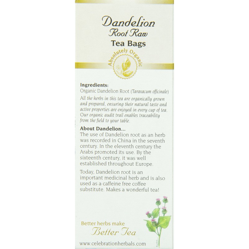 CELEBRATION HERBALS Organic Raw Dandelion Root Tea, 24 CT