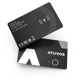 ATUVOS Wallet Tracker Card (Wireless charging) Slim 0.16cm - 2 Pack, Air tag Locator Work with Apple Find My (iOS Only), Item Finder for Luggage Tag, Suitcase, Bags, Passport and More