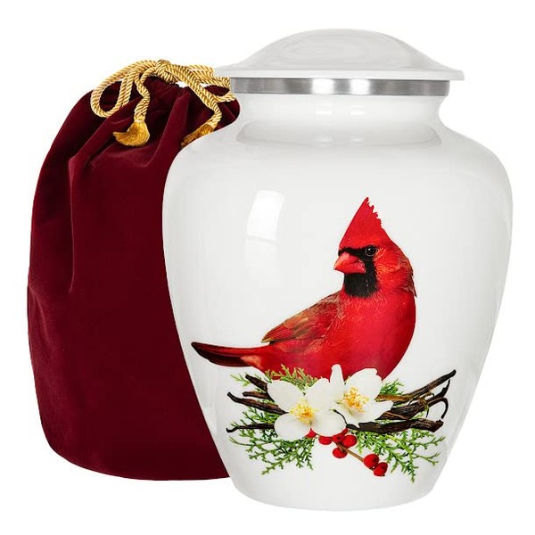 Trupoint Memorials Cremation Urns for Human Ashes - Decorative Urns, Urns for Human Ashes Female & Male, Urns for Ashes Adult Female, Funeral Urns - Cardinal, Large