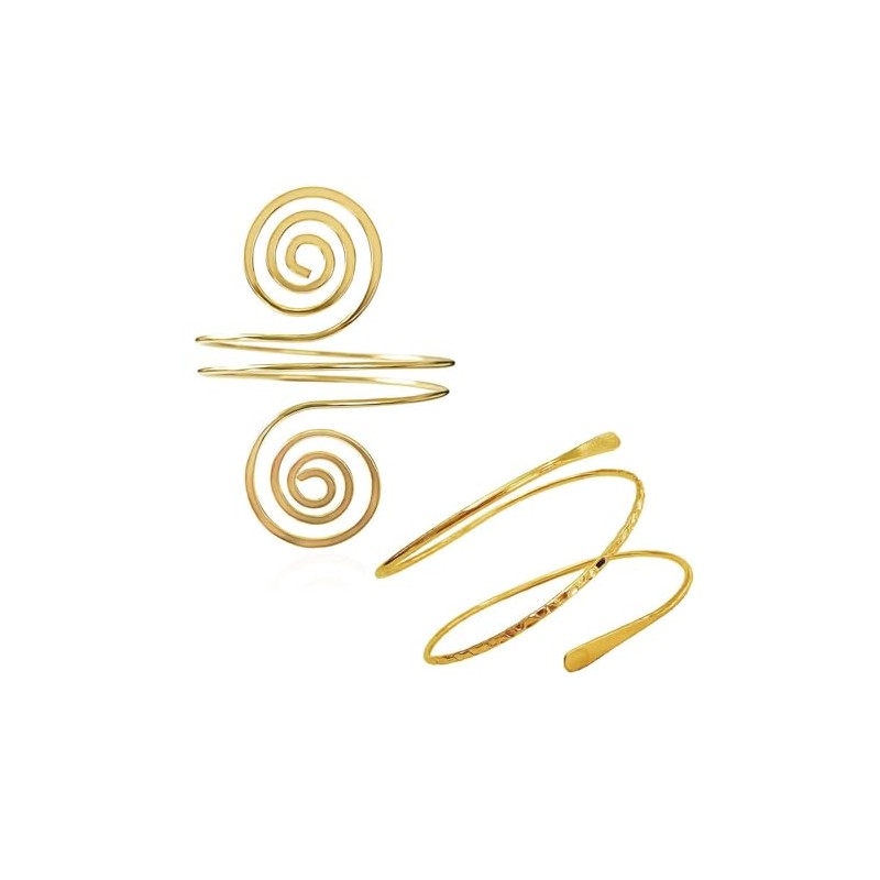 ZMANYIJEW 2Pcs Upper Arm Bracelet Cuff Bangle Minimalist Gold Metal