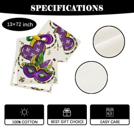 Mardi Gras Table Runner New Orleans Brazi Carnival Table Cover Fat Tuesday Decor Mardi Gras Decorations for Home Table