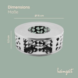 heimzeit Tea Warmer for Teapots and Coffee Pots Made of High-Quality Stainless Steel [Diameter 15 cm, Silver] Tea Cosy with Tea Light Holder in Stylish Design, Tea Warmer Scratch-Free and for All