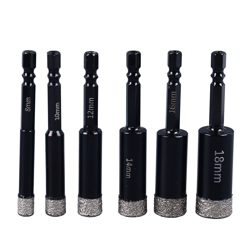 6Pcs Dry Diamond Drill Bit Kit 8 10 12 14