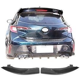 IKON MOTORSPORTS, Rear Splitters Compatible with 2019-2022 Toyota Corolla Hatchback 5Dr, T Style Unpainted ABS 2PCS Set Lower Bumper Chin Lip Diffuser Apron Body Kit, 2020 2021