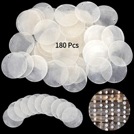 2 Inch Capiz Shells, 180 Pcs Round Natural Shells, Round Capiz Shells for Crafting with 2 Holes for Wind Chimes DIY Craft Hanging