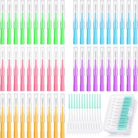 250 Cepillos Interdentales Hilos Dentales de Frenos Limpiadores de Palillos de Dientes Cabezal de Hilo Dental Herramienta de Limpieza de Higiene Bucal Repuesto de Palillos Dentales (Color Fresco)