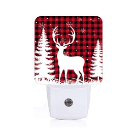 FSHVQKD Silhouette Christmas Elk Night Light,Plug Into Wall Decor for Stairway,Hallway,Kitchen,Dusk to Dawn Sensor Nightlights for Boys/Girls/Women/Men Room Gifts
