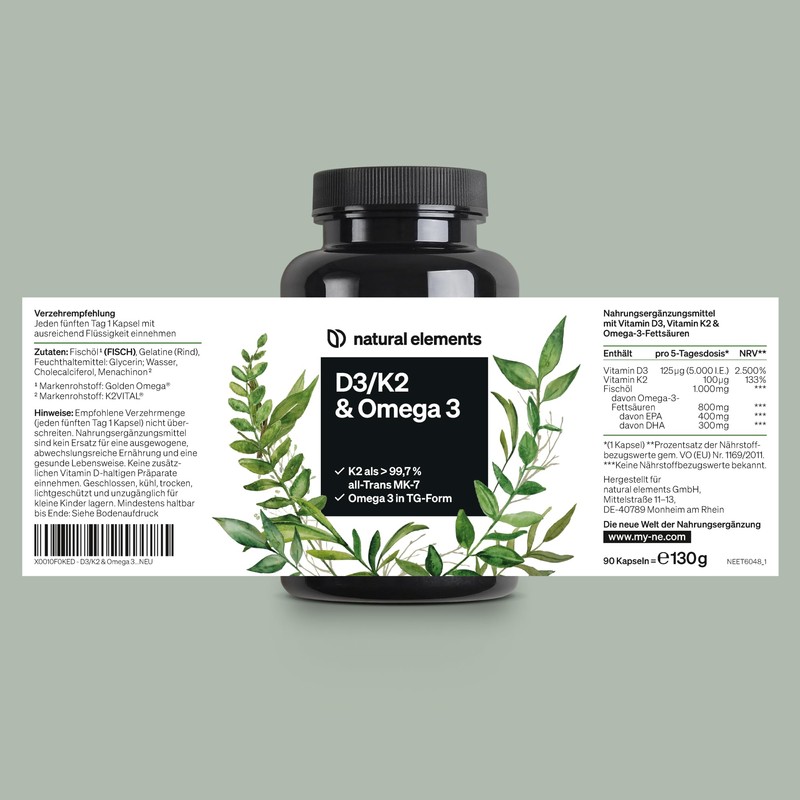 Vitamin D3 + K2 + Omega 3 - Premium: 99.7+%