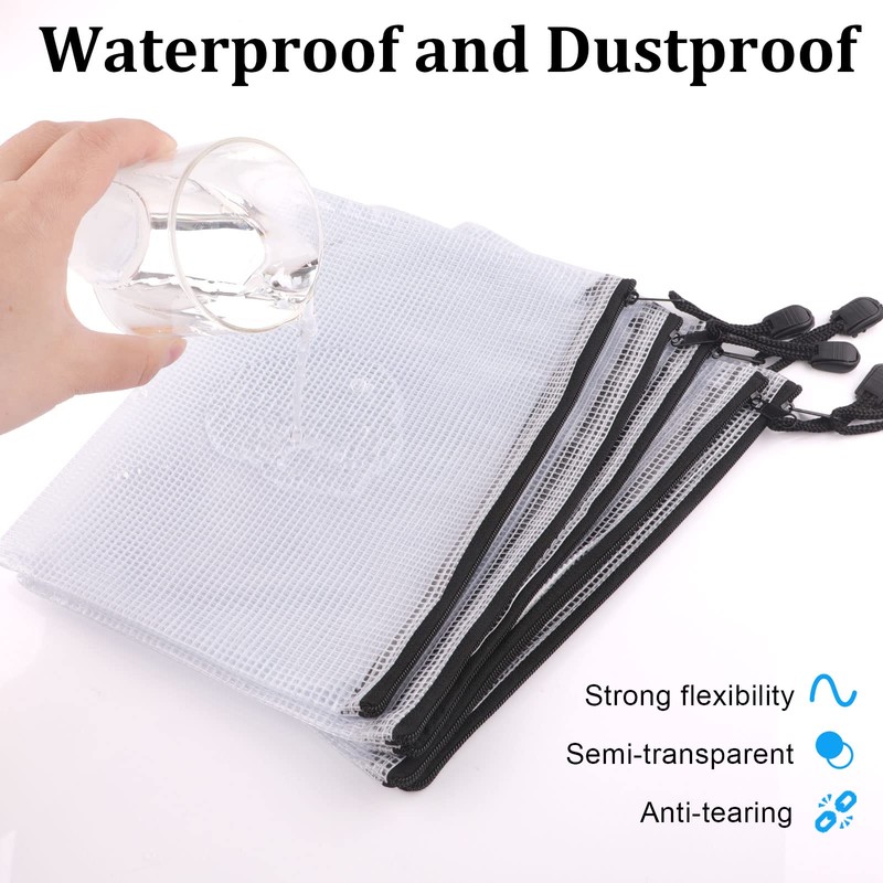 Pack of 5 Document Bags, A5 Document Bag with Zip,