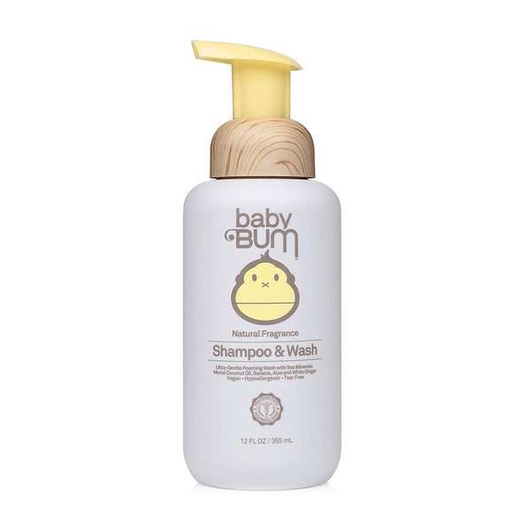 Baby Bum Shampoo & Wash | Tear Free Foaming Soap for Sensitive Skin with Nourishing Coconut Oil | Natural Fragrance | Gluten Free and Vegan | 12 FL OZ
