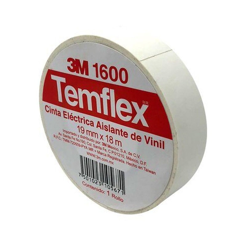 Elektron Pack 10 Cintas Aislantes 3M Temflex 1600 Blancas 18m