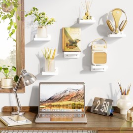 Alsonerbay Wall Shelf, White, Small Floating Shelf, Set of 6, 10 cm Mini Shelf, Wall Shelf, Hanging Shelves for Walls, Wall Shelf for Bedroom, Living Room, Bathroom, Kitchen