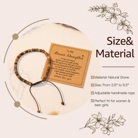 AGOT Bonus Daughter Gifts from Stepmom - To My Bonus Daughter Natural Stone Bracelets Beads Funny Birthday Gifts Thanksgiving Day Present
