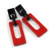 Red/Black Square Acrylic Drop Statement Earrings - 90mm Long
