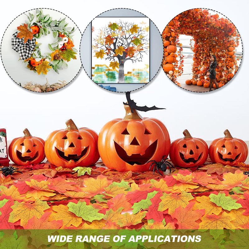 Autumn Maple Leaves Decorations 300 Pcs Fake Autumn Fall Leaves